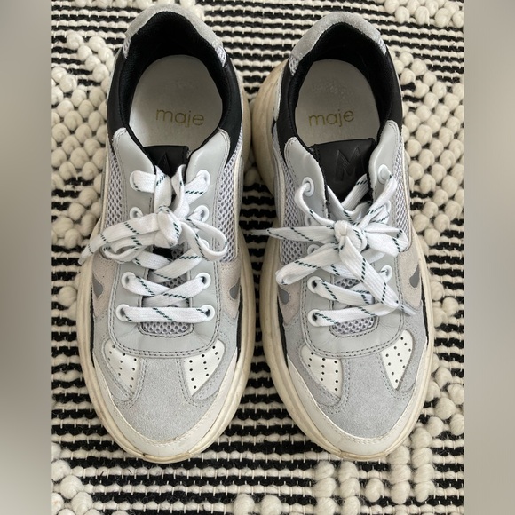 Maje paneled, mesh and suede sneakers - Size 7 - Picture 1 of 5